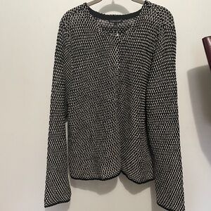 Eileen Fisher Organic Linen Snap Front Knit Sweater Cardigan